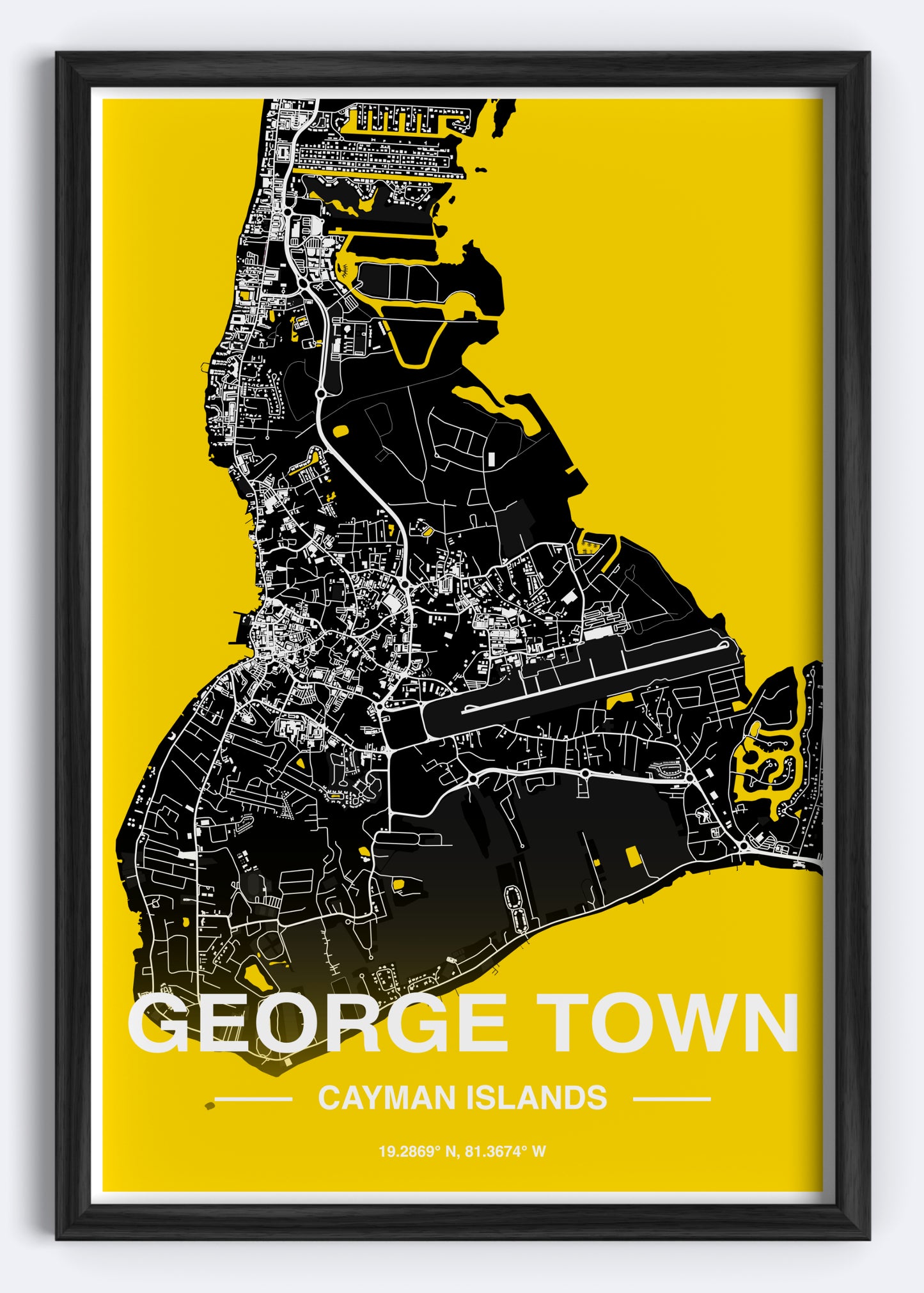 Cayman Islands - George Town Map Art Wall Print