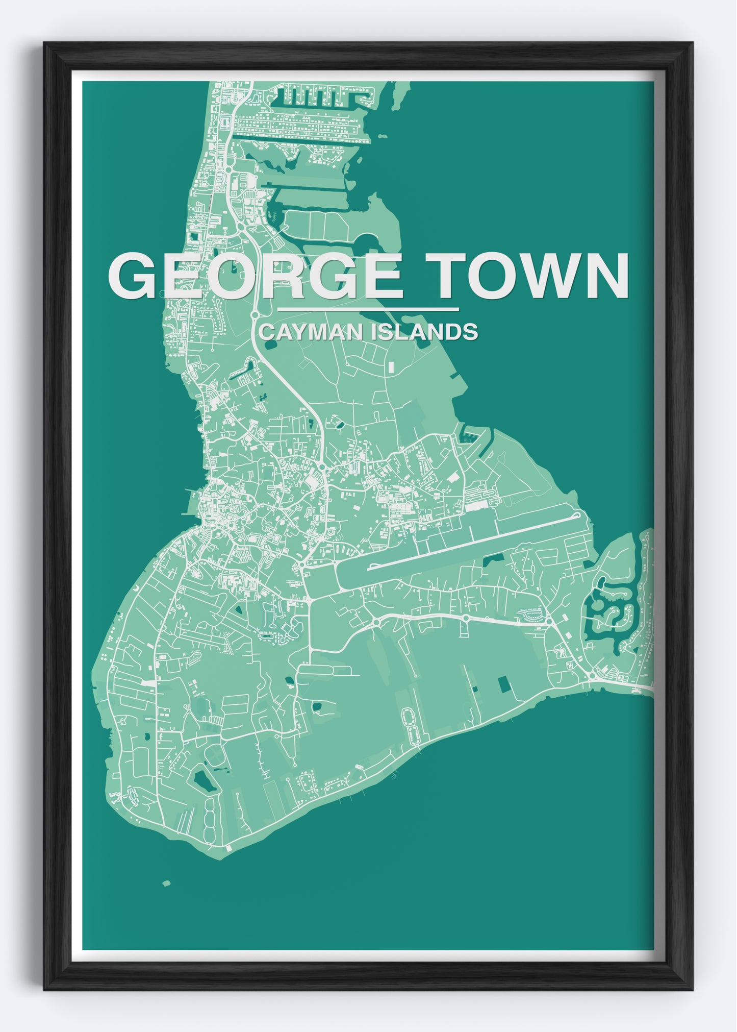 Cayman Islands - George Town Map Art Wall Print