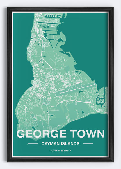 Cayman Islands - George Town Map Art Wall Print