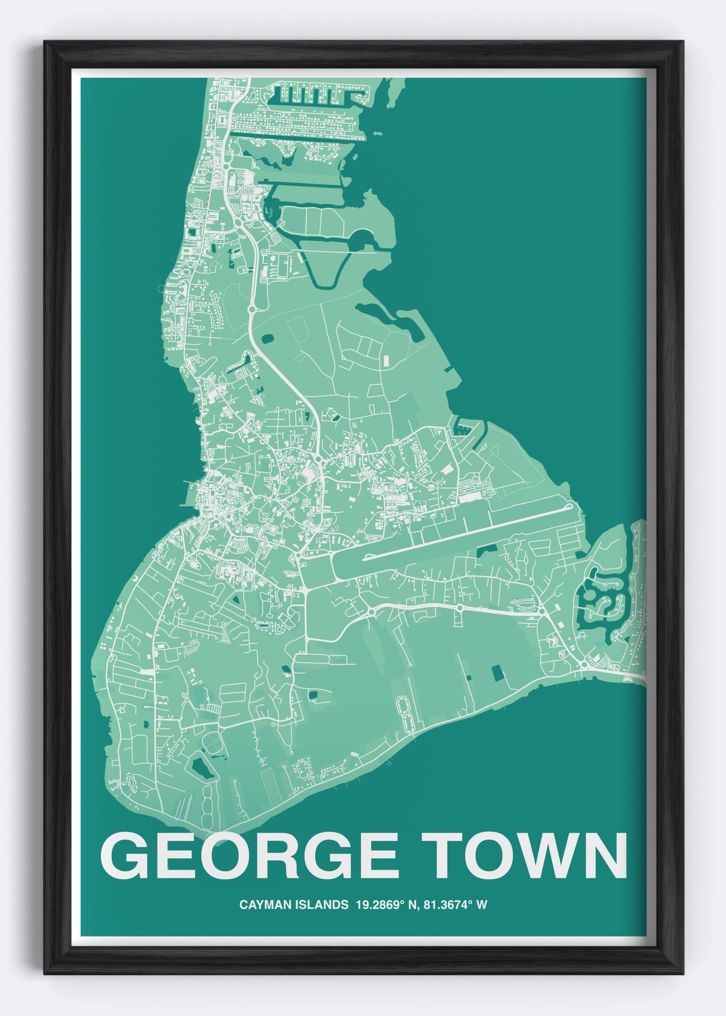 Cayman Islands - George Town Map Art Wall Print