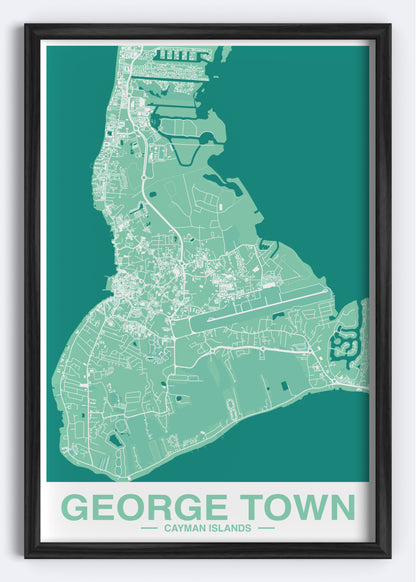 Cayman Islands - George Town Map Art Wall Print