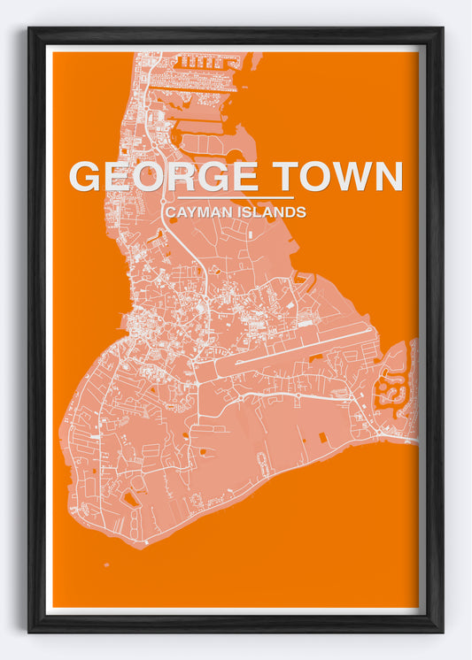 Cayman Islands - George Town Map Art Wall Print