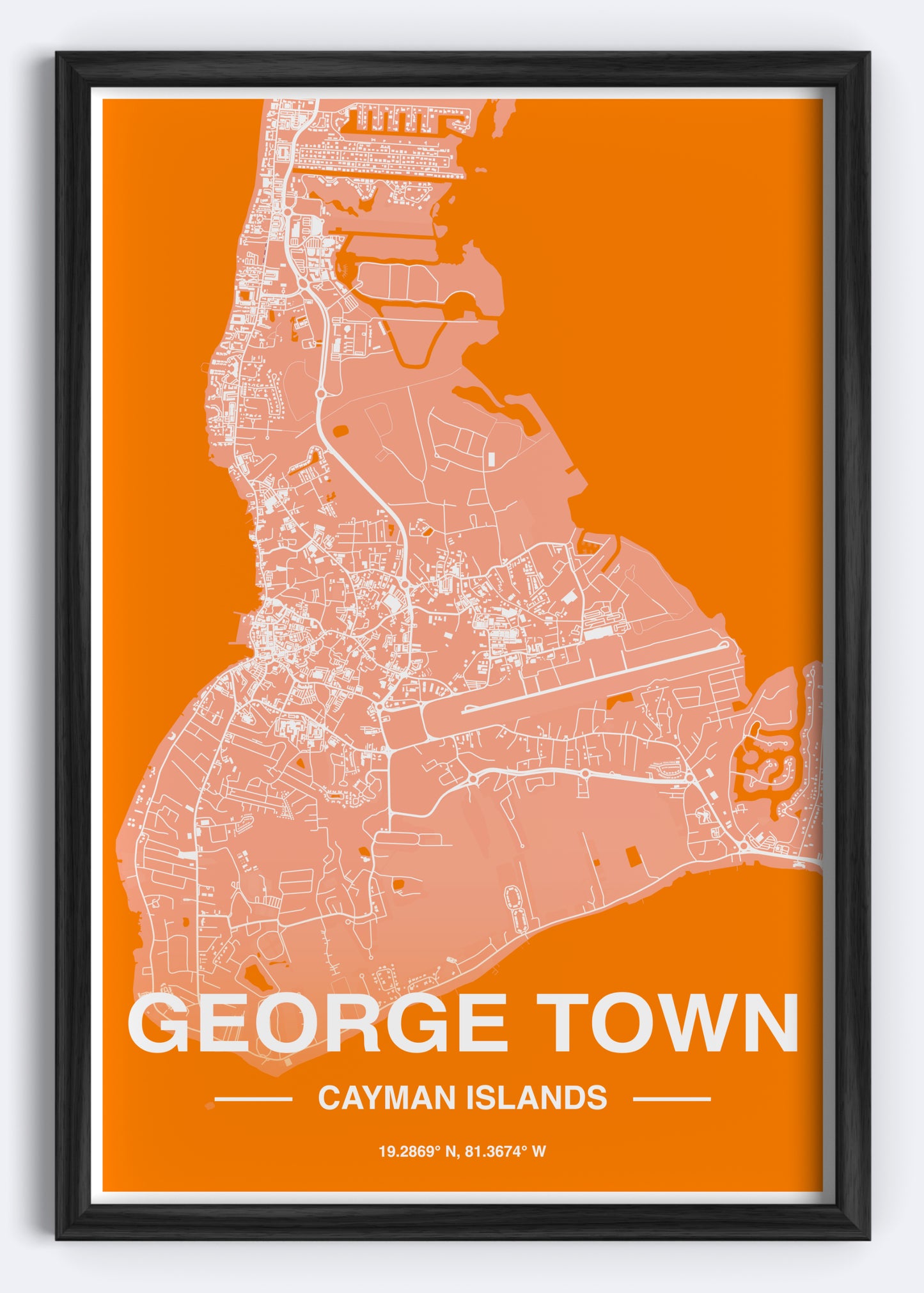 Cayman Islands - George Town Map Art Wall Print