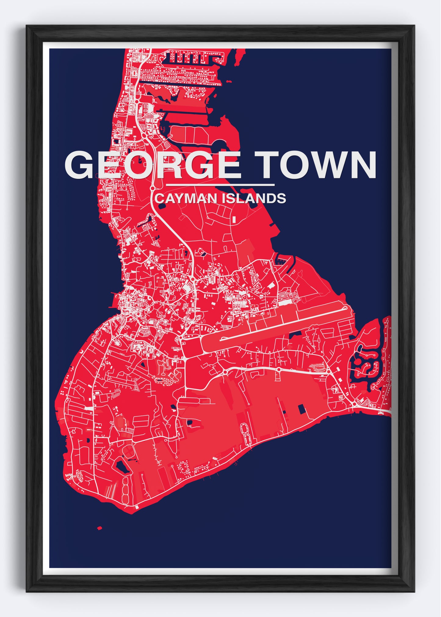 Cayman Islands - George Town Map Art Wall Print