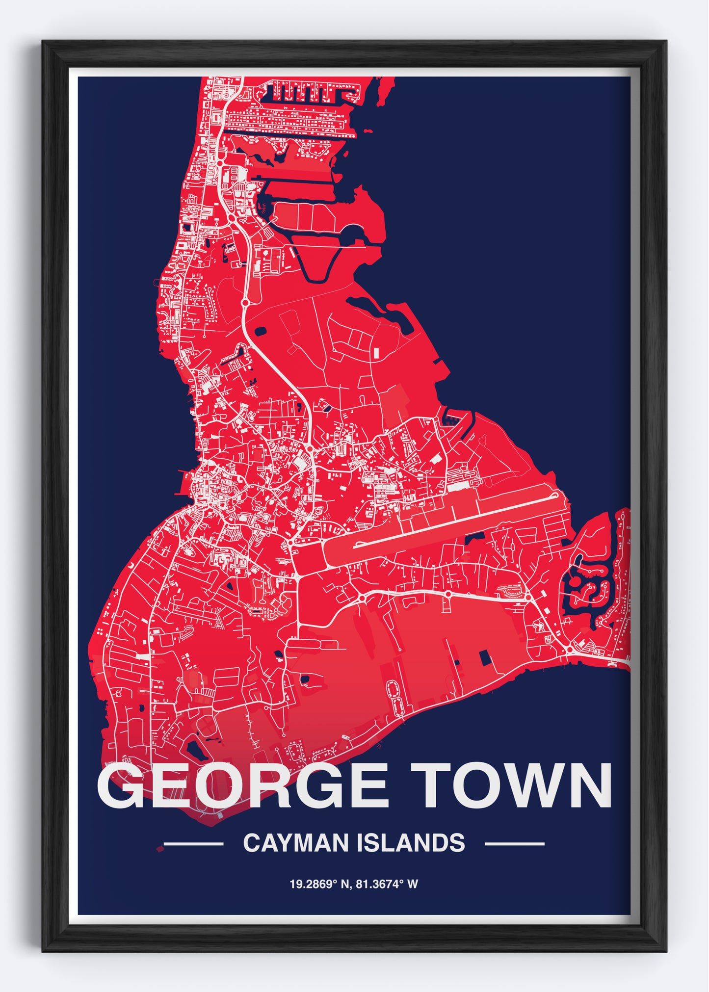 Cayman Islands - George Town Map Art Wall Print