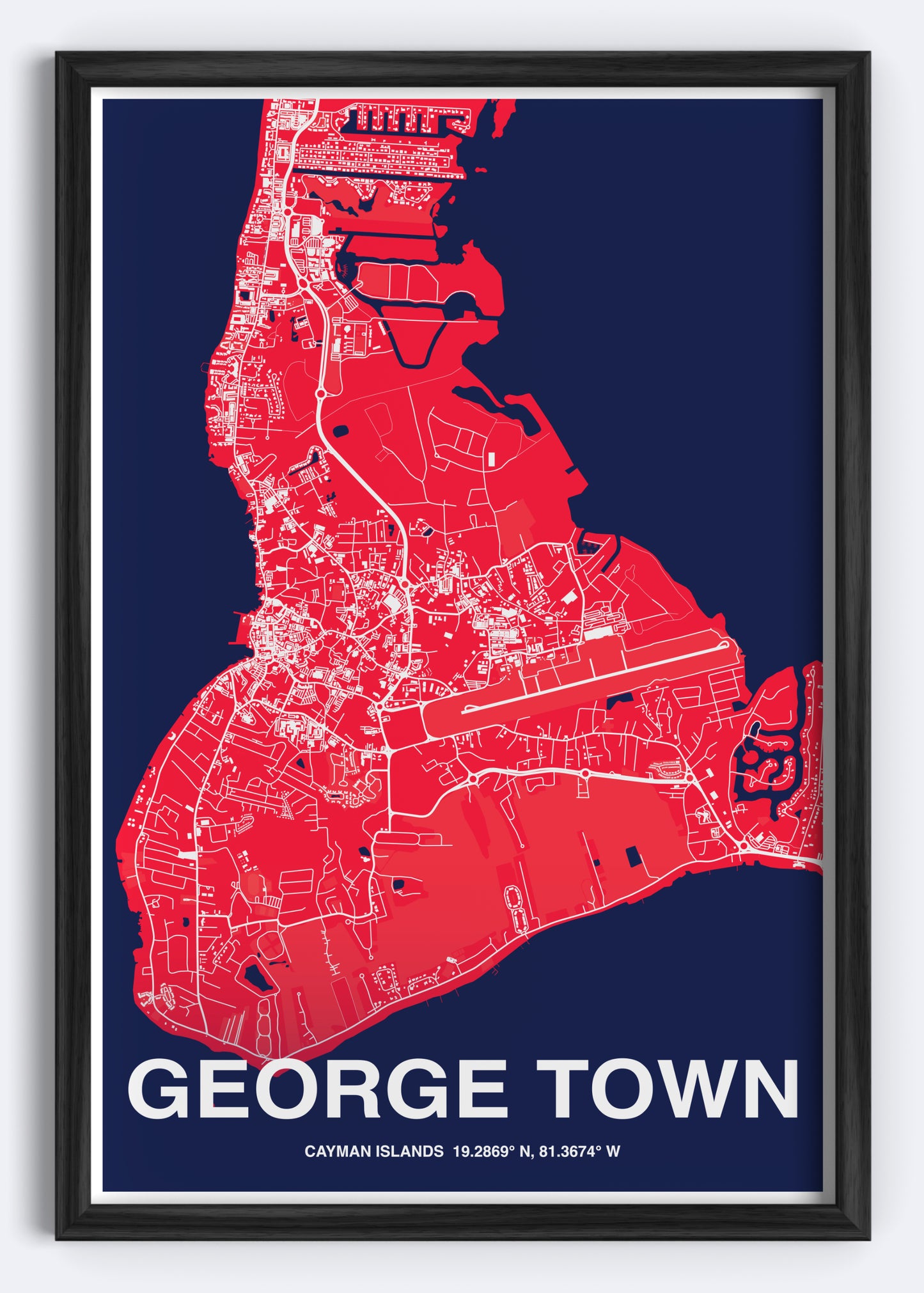 Cayman Islands - George Town Map Art Wall Print