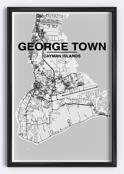 Cayman Islands - George Town Map Art Wall Print