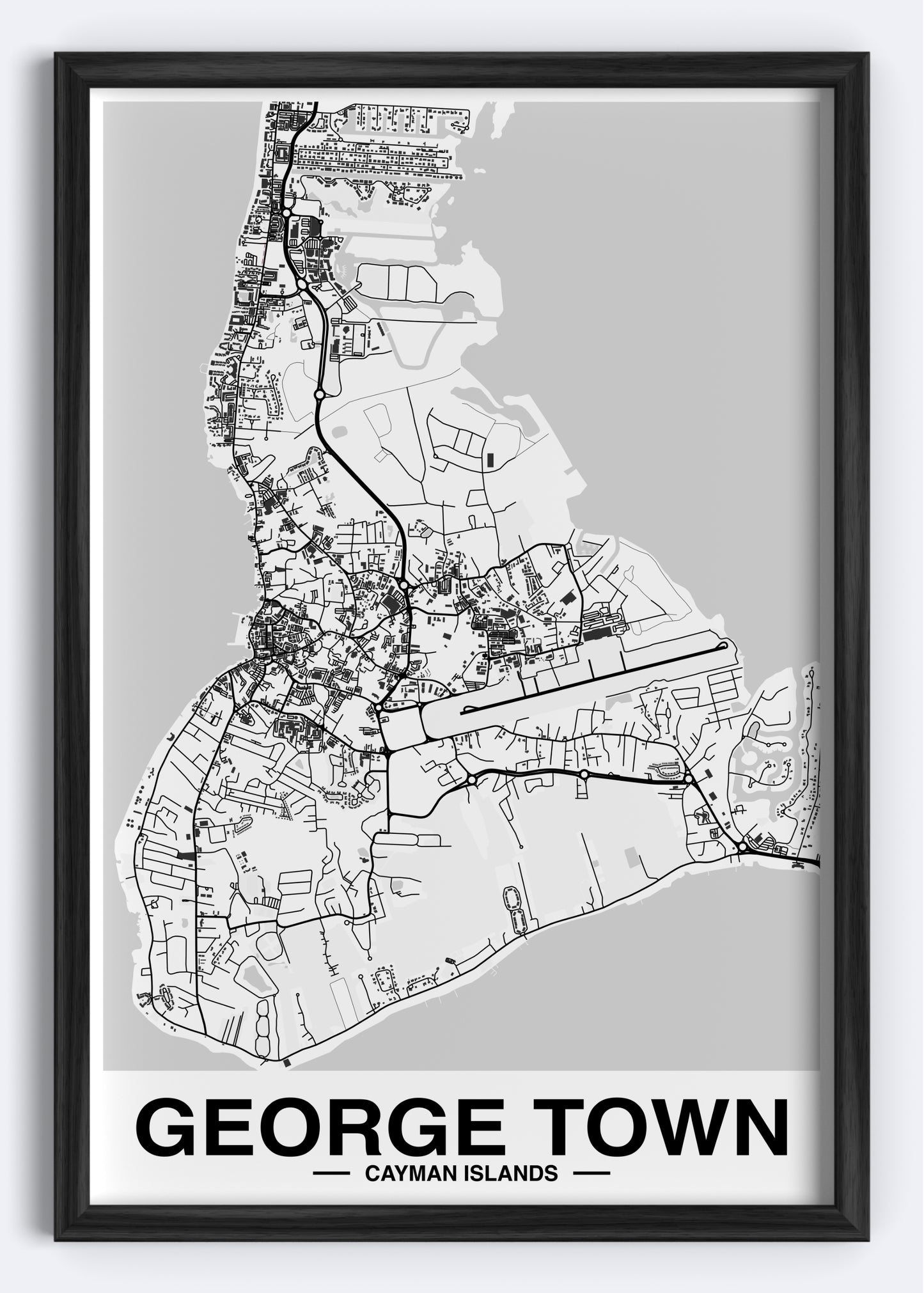 Cayman Islands - George Town Map Art Wall Print