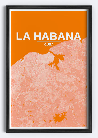 Cuba  - La Habana Map Art Wall Print