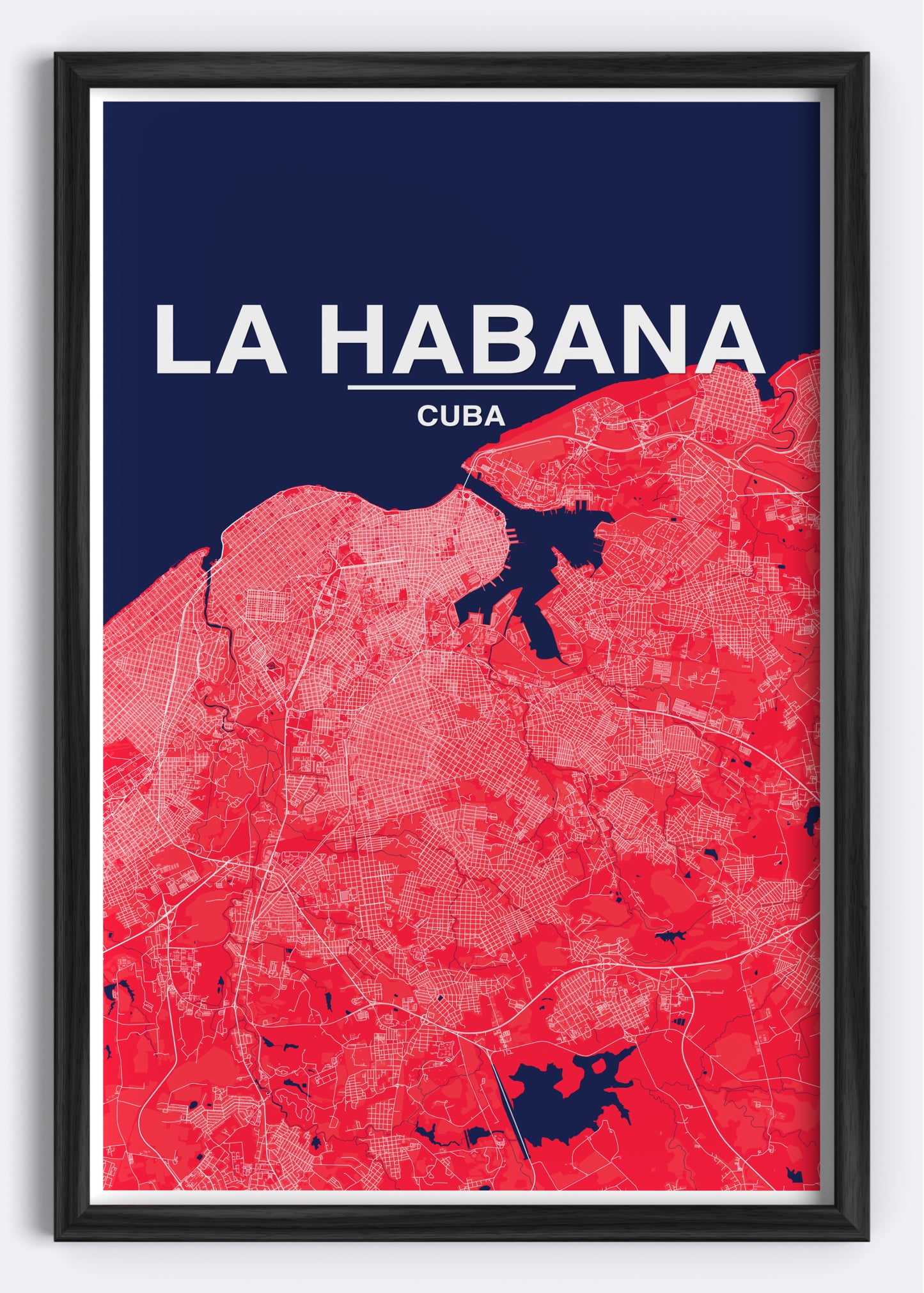 Cuba  - La Habana Map Art Wall Print