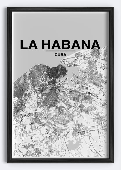 Cuba  - La Habana Map Art Wall Print