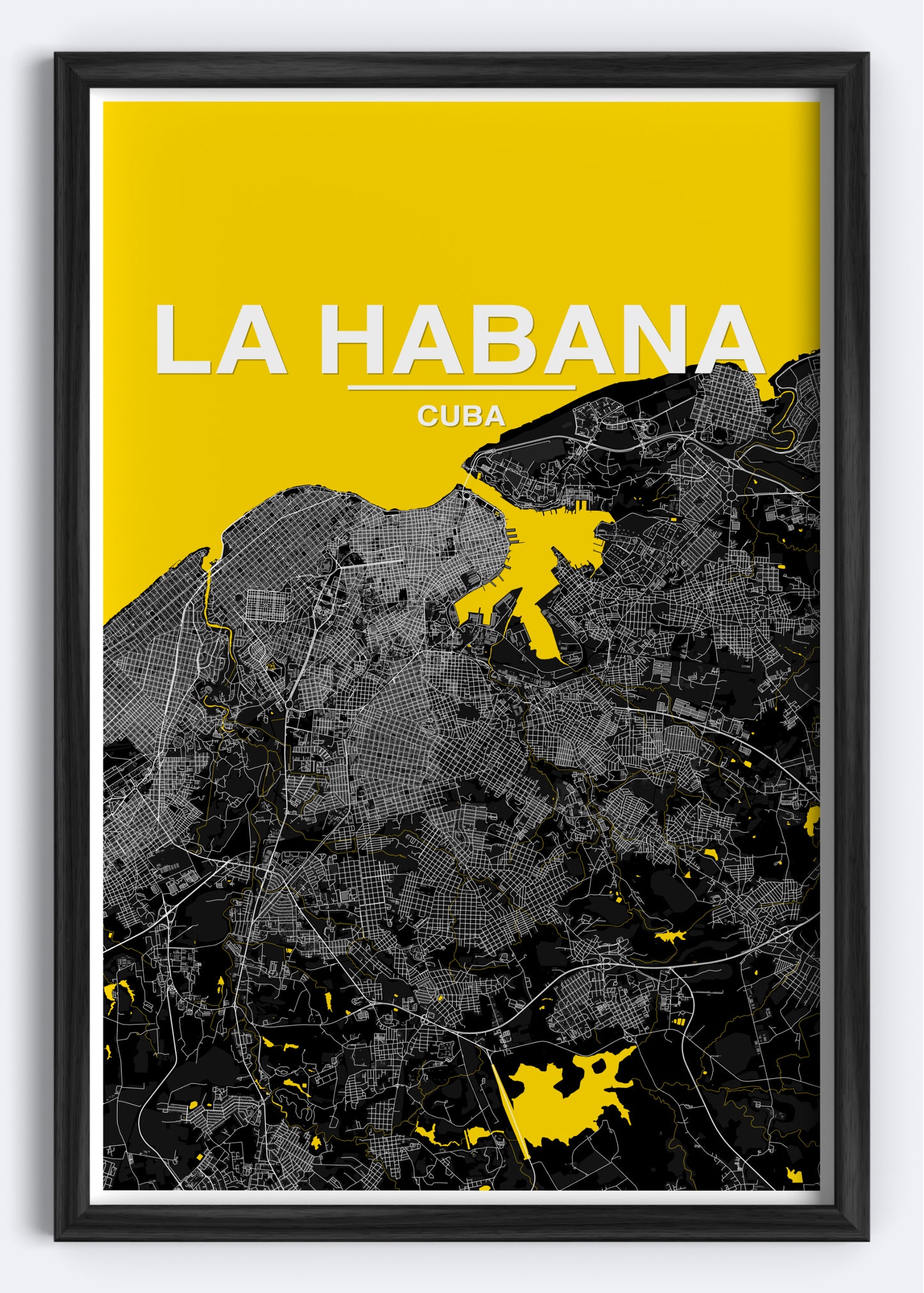 Cuba  - La Habana Map Art Wall Print