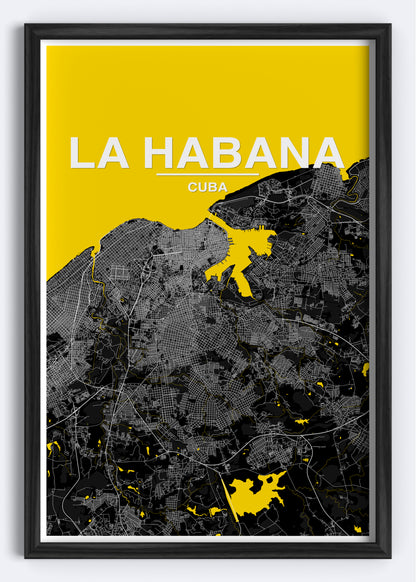 Cuba  - La Habana Map Art Wall Print