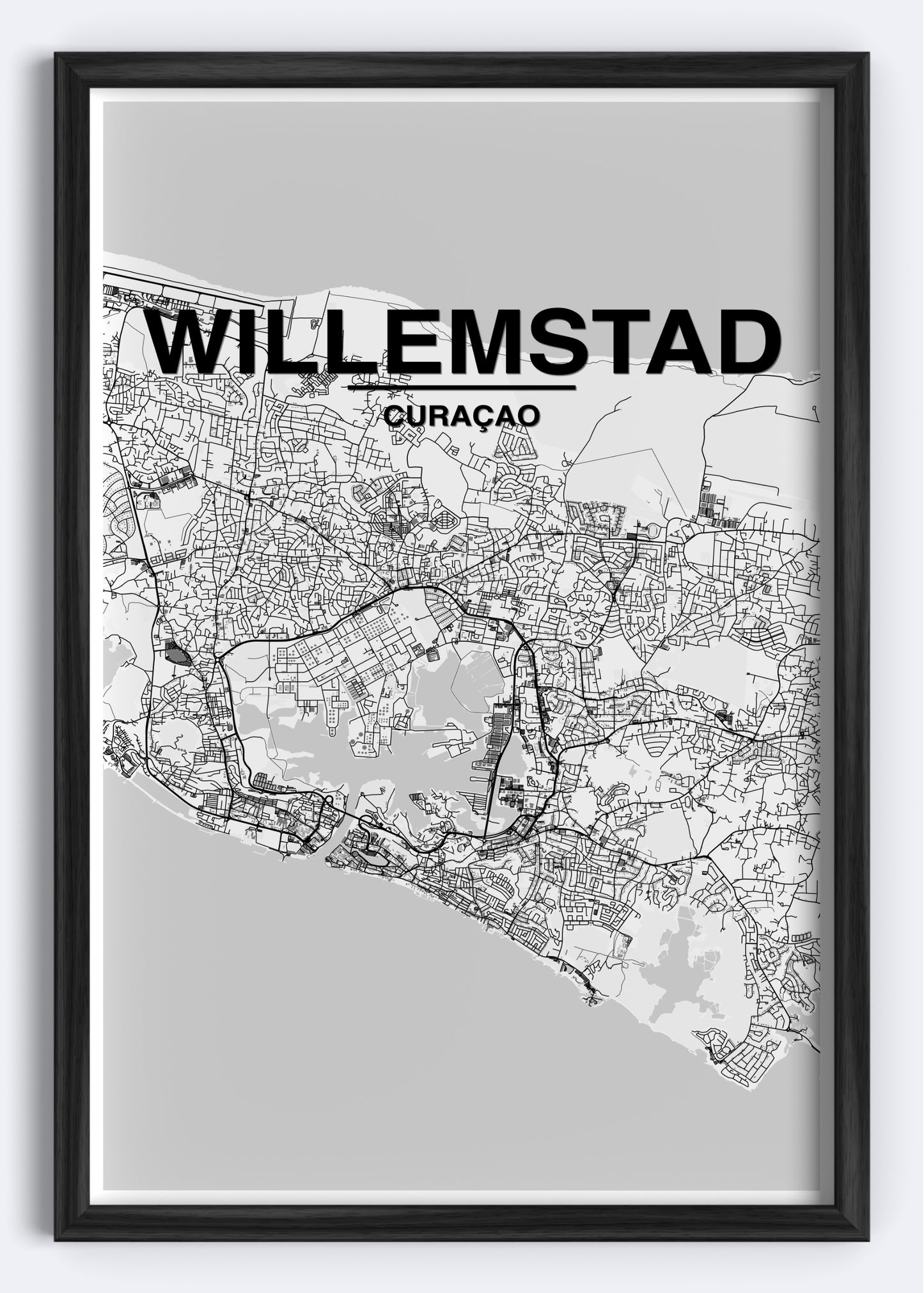 Curaçao - Willemstad Map Art Wall Print