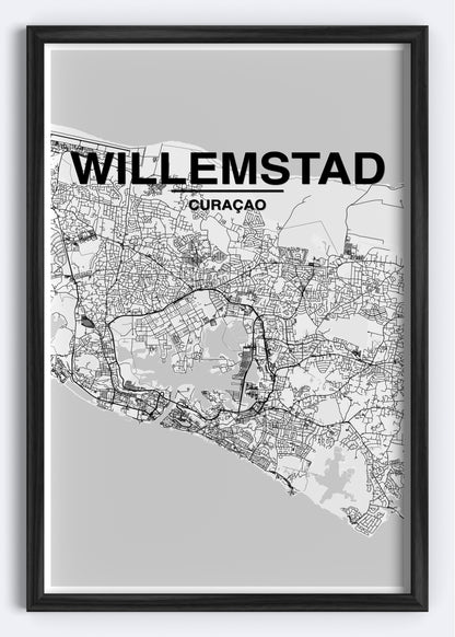 Curaçao - Willemstad Map Art Wall Print