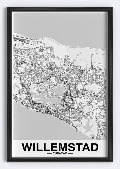 Curaçao - Willemstad Map Art Wall Print