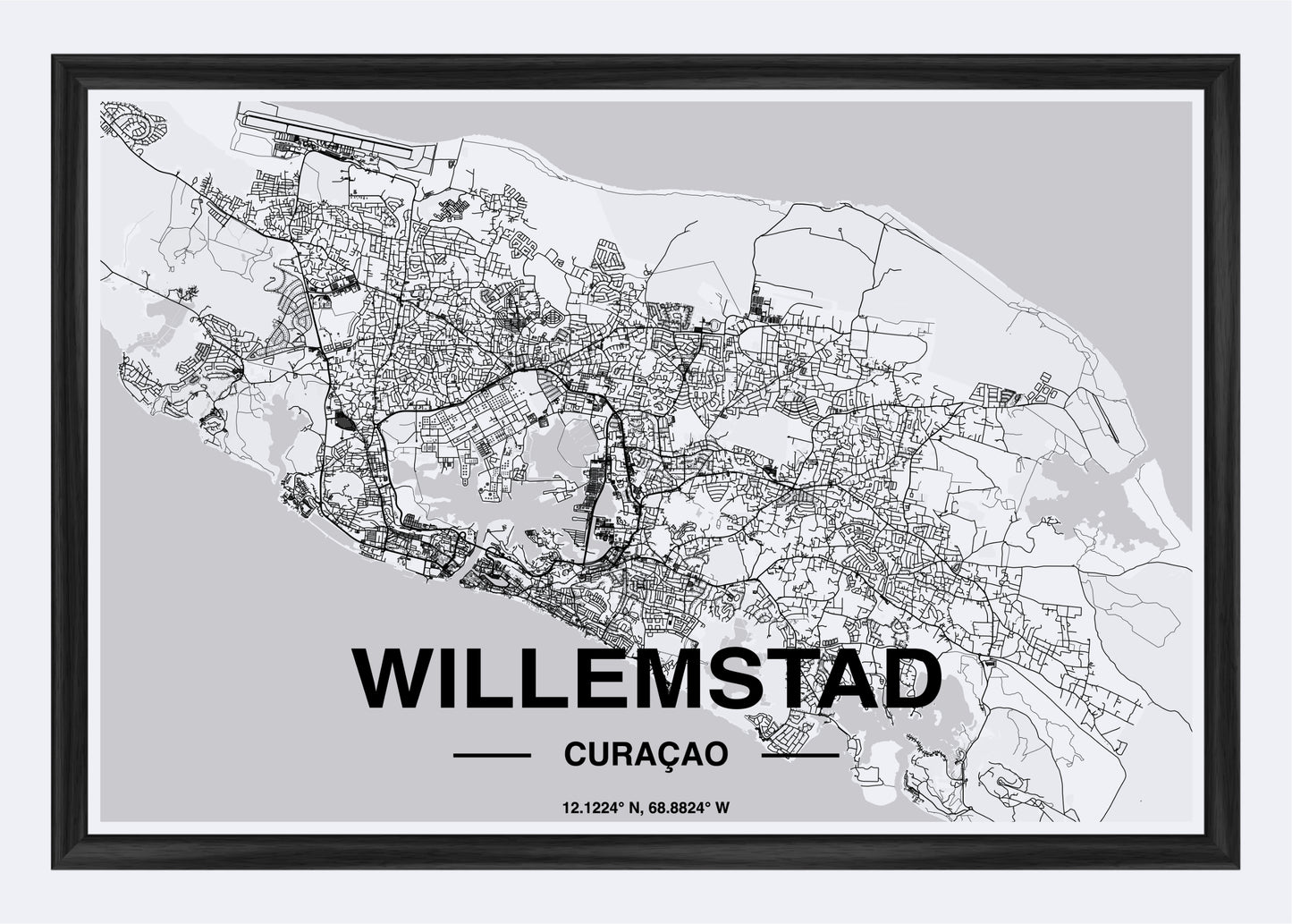 Curaçao - Willemstad Map Art Wall Print