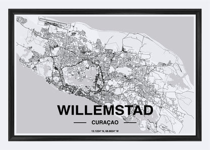 Curaçao - Willemstad Map Art Wall Print