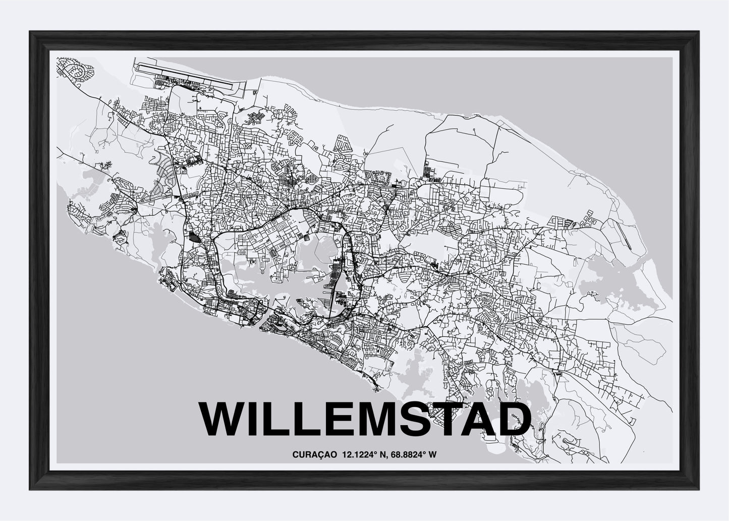 Curaçao - Willemstad Map Art Wall Print