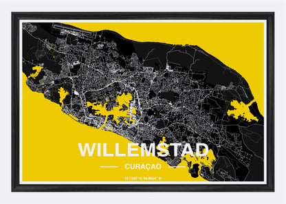 Curaçao - Willemstad Map Art Wall Print