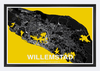 Curaçao - Willemstad Map Art Wall Print