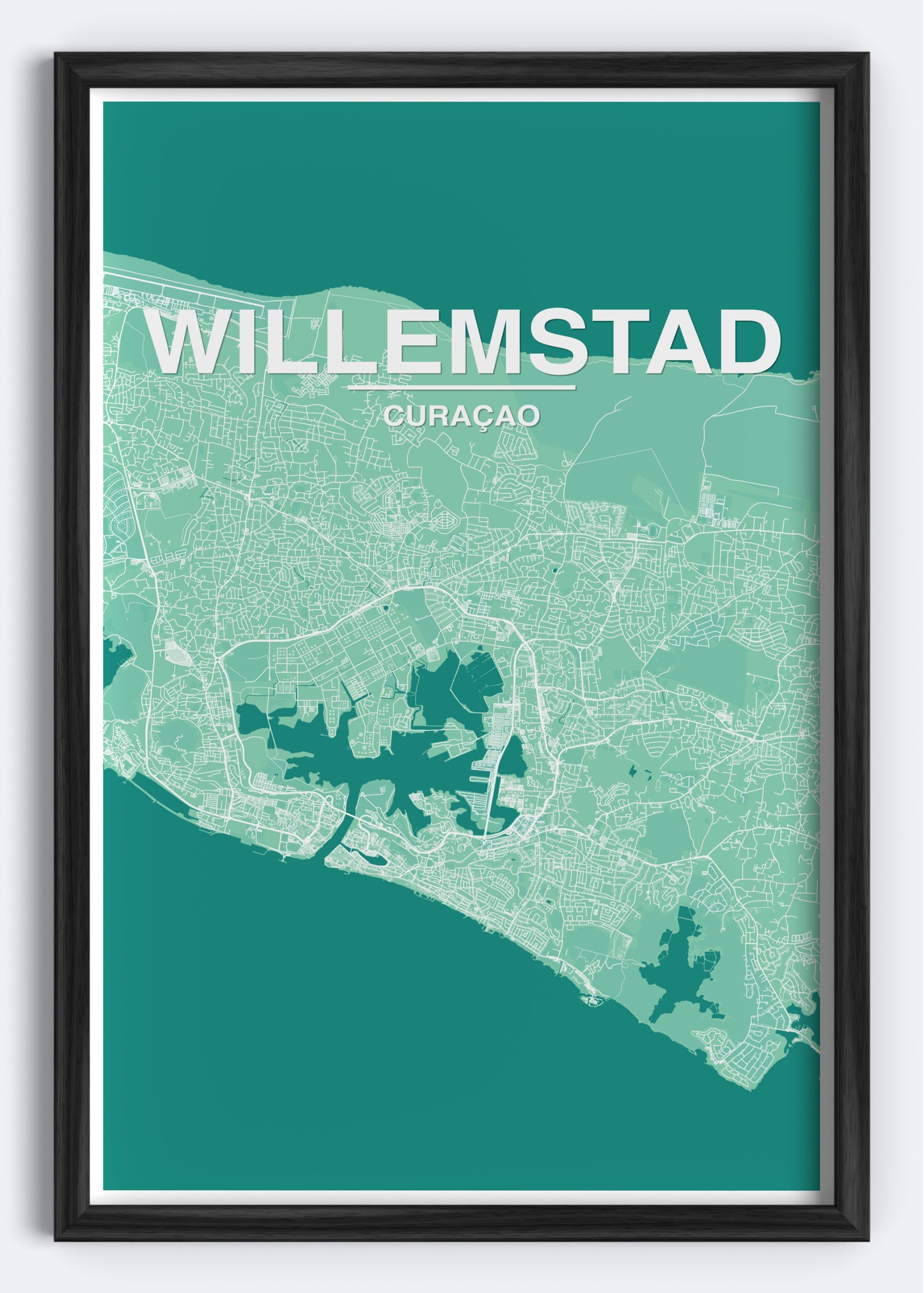 Curaçao - Willemstad Map Art Wall Print