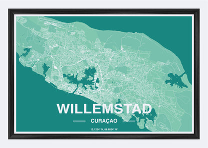 Curaçao - Willemstad Map Art Wall Print