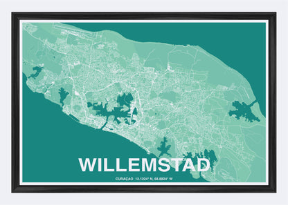 Curaçao - Willemstad Map Art Wall Print