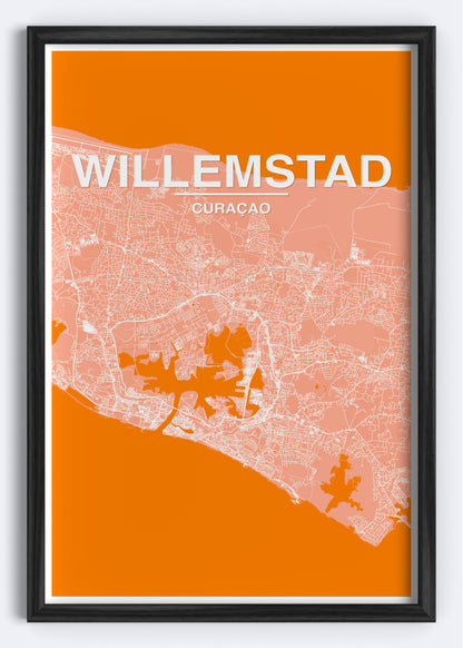 Curaçao - Willemstad Map Art Wall Print