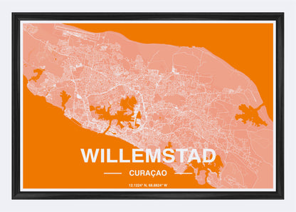 Curaçao - Willemstad Map Art Wall Print