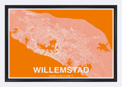 Curaçao - Willemstad Map Art Wall Print