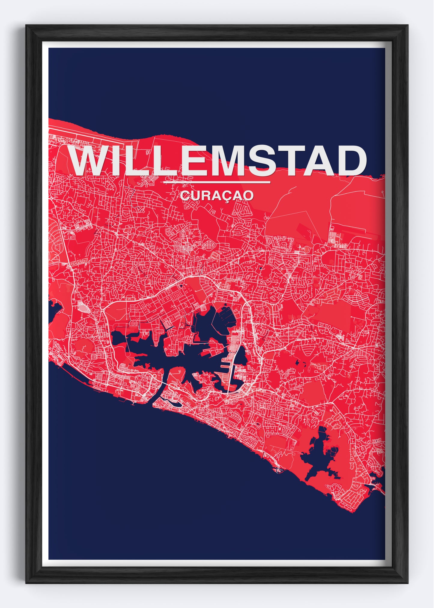 Curaçao - Willemstad Map Art Wall Print