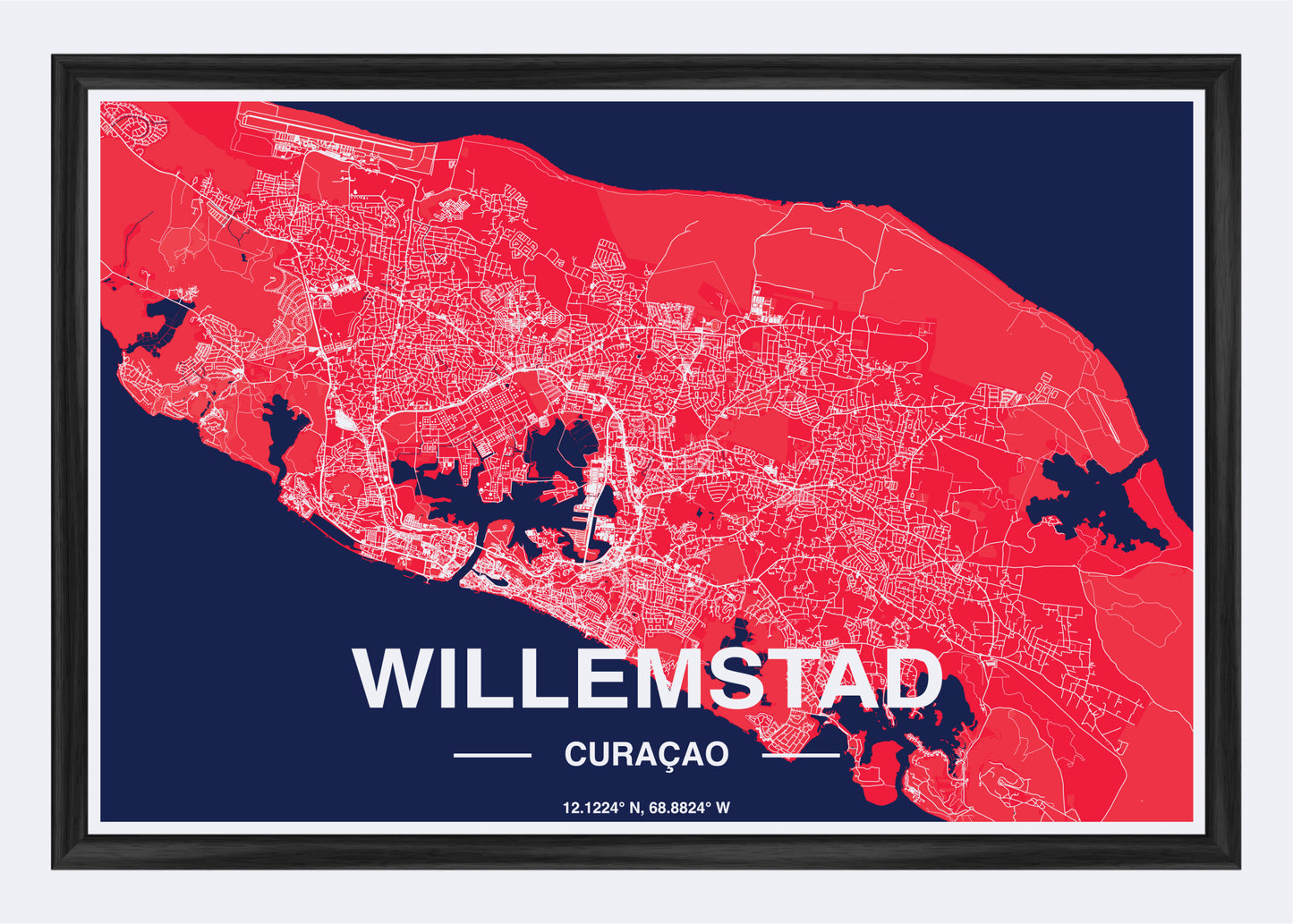 Curaçao - Willemstad Map Art Wall Print