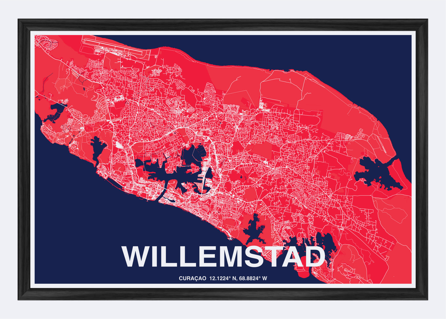 Curaçao - Willemstad Map Art Wall Print