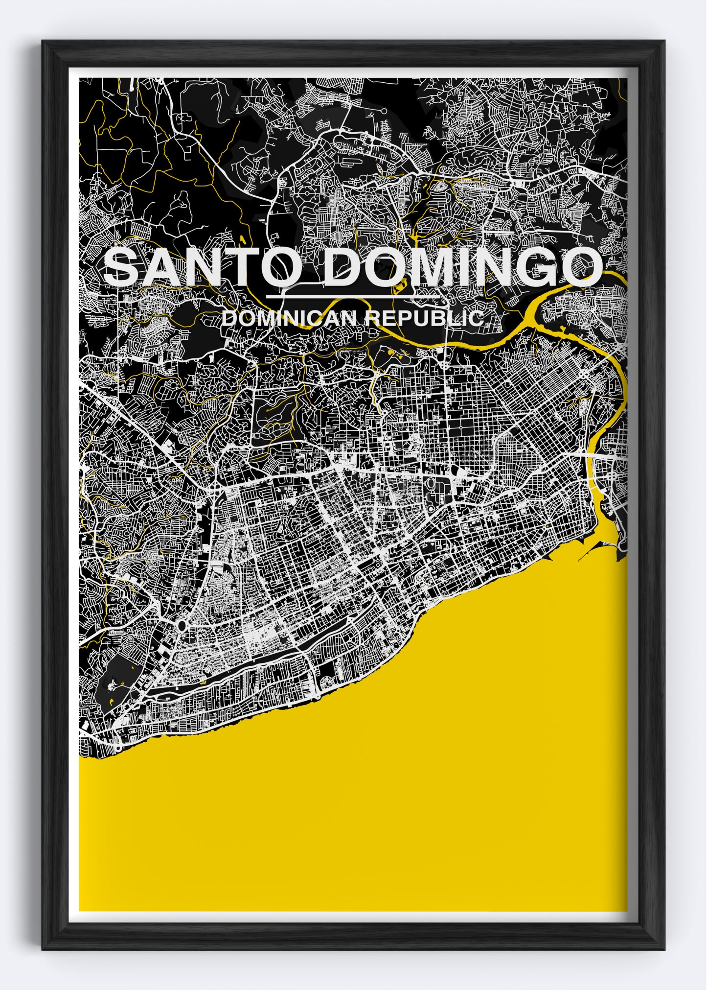 Dominican Republic - Santo Domingo Map Art Wall Print