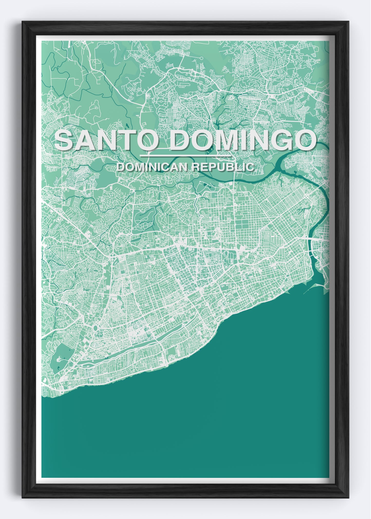 Dominican Republic - Santo Domingo Map Art Wall Print