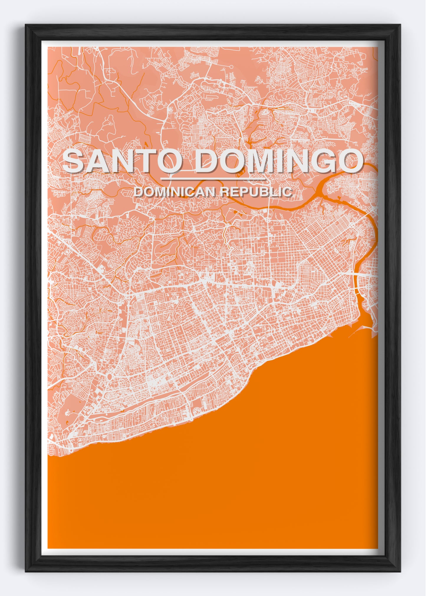 Dominican Republic - Santo Domingo Map Art Wall Print