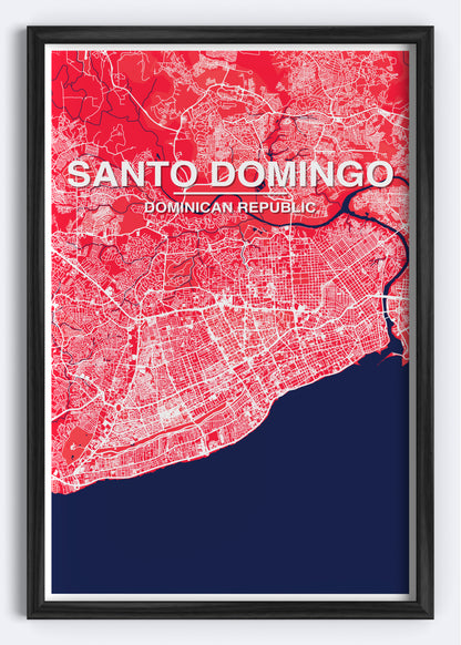 Dominican Republic - Santo Domingo Map Art Wall Print