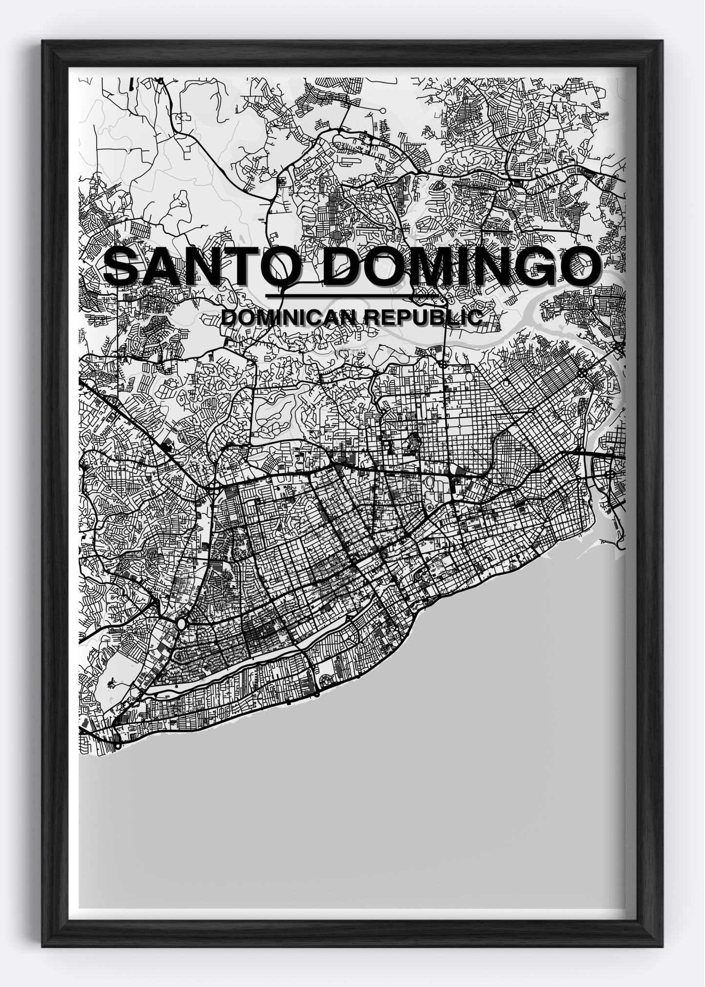 Dominican Republic - Santo Domingo Map Art Wall Print