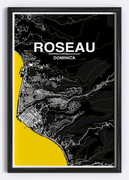 Dominica - Roseau Map Art Wall Print