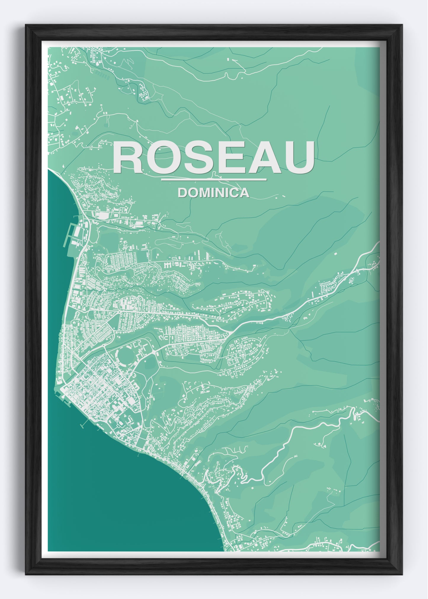 Dominica - Roseau Map Art Wall Print