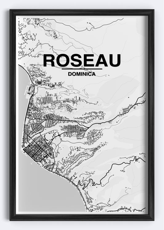 Dominica - Roseau Map Art Wall Print