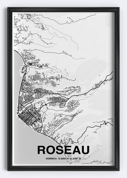 Dominica - Roseau Map Art Wall Print