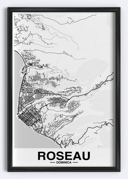 Dominica - Roseau Map Art Wall Print