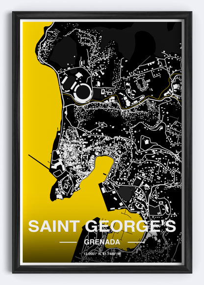 Grenada - St. George's Map Art Wall Print