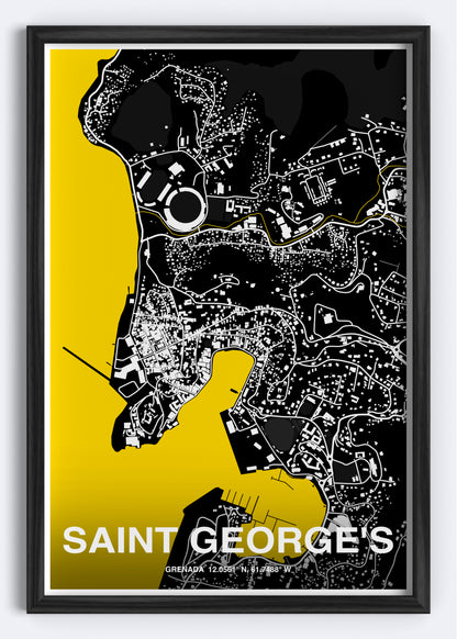 Grenada - St. George's Map Art Wall Print