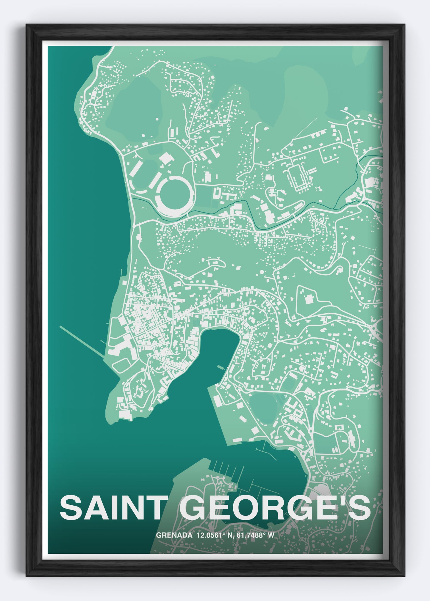 Grenada - St. George's Map Art Wall Print