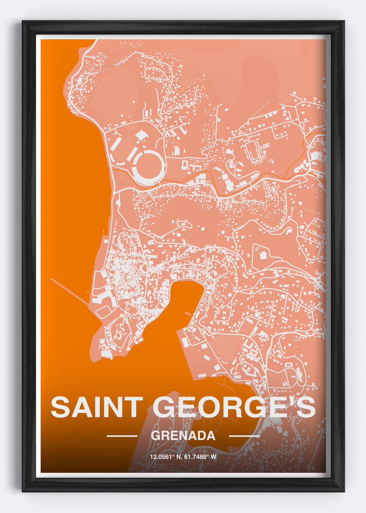 Grenada - St. George's Map Art Wall Print