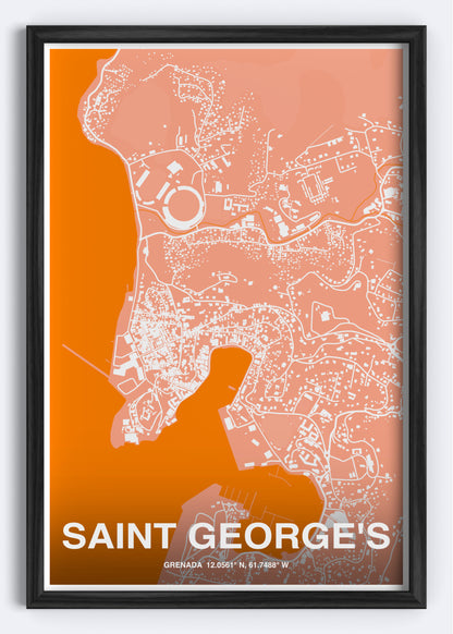 Grenada - St. George's Map Art Wall Print