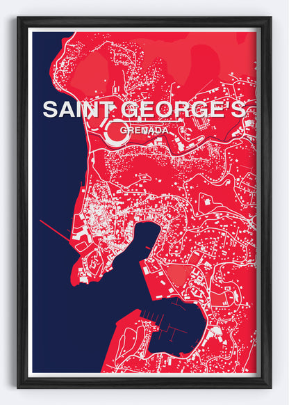 Grenada - St. George's Map Art Wall Print